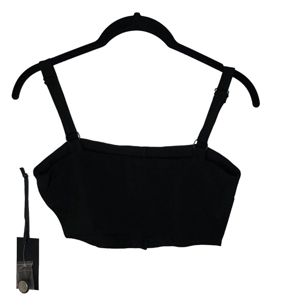 NWT h:ours Womens Issey Crop Top‎ Adjustable Straps Button Front Size XXS Black - Picture 5 of 9